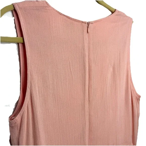 Entro Peach Embroidered Midi Dress Boho Floral Sleeveless Empire Waist Size L - Picture 11 of 14